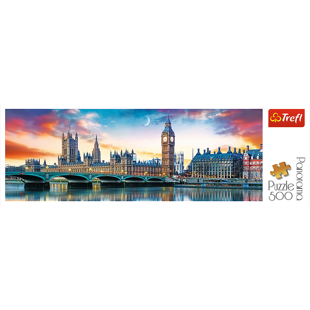 Panorama 500 Piece Jigsaw Puzzle Big Ben Westminster Sunset