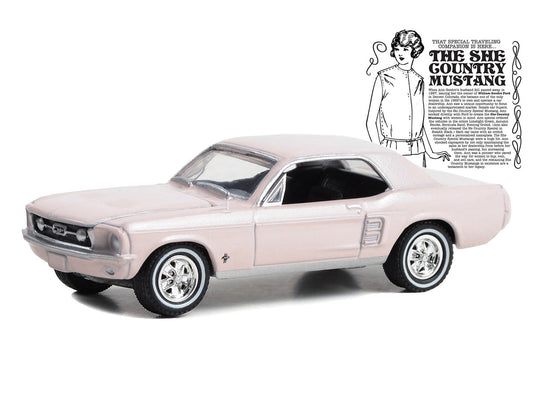 1967 Ford Mustang Coupe "She Country Special - Bill Goodro Ford Denver Colorado" Bermuda Sand "Hobby Exclusive" Series 1/64 Diecast Model Car by Greenlight-1