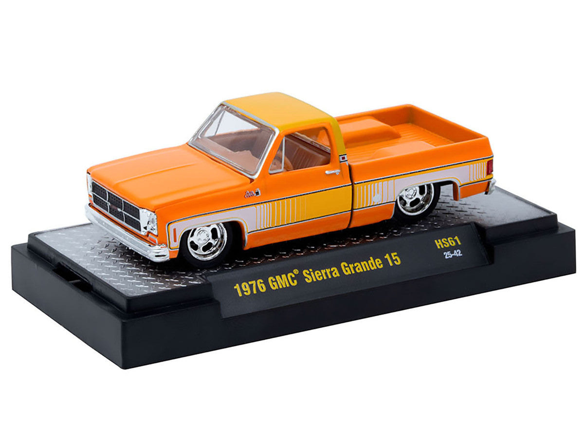 1976 GMC Sierra Grande 15 Diecast 1/64 Orange White Orange Interior M2 Machines