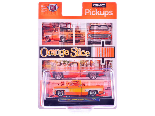 1976 GMC Sierra Grande 15 Diecast 1/64 Orange White Orange Interior M2 Machines