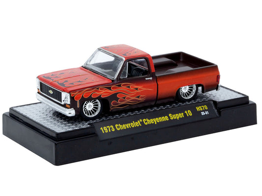 1973 Chevrolet Cheyenne Super 10 Diecast Pickup Red Flame Graphics Limited 14498