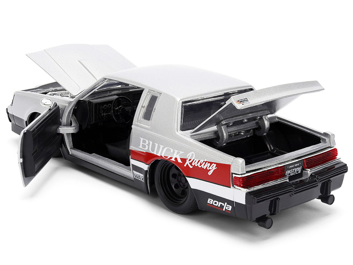 1987 Buick Grand National #7 "Buick Racing" Matt Silver Metallic with Red and Black Stripes "Bigtime Muscle" Series 1/24 Diecast Model by Jada-3