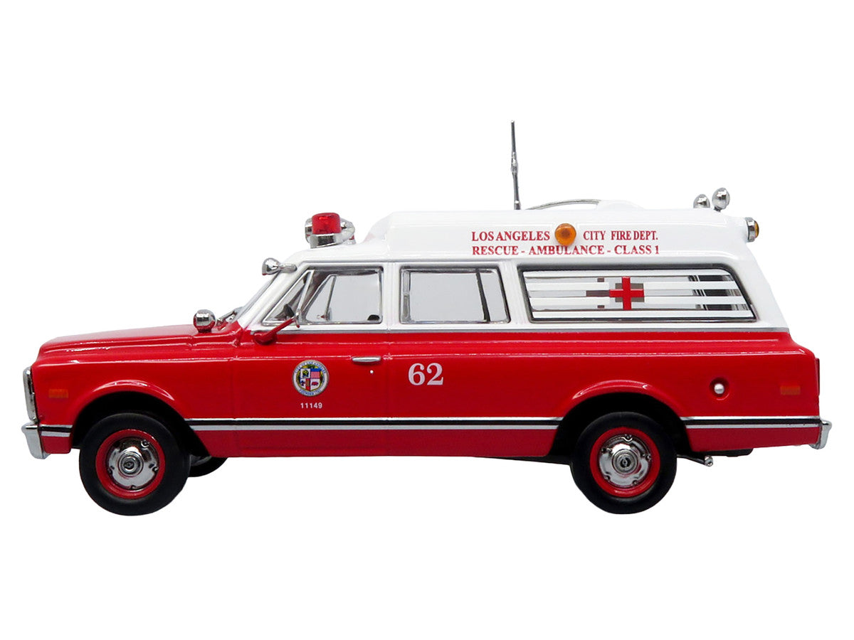 1969 Chevrolet C-10 Ambulance "Los Angeles City Fire Department" Red and White "5 Alarm" Series Limited Edition 1/50 Diecast Model by Iconic Replicas-1