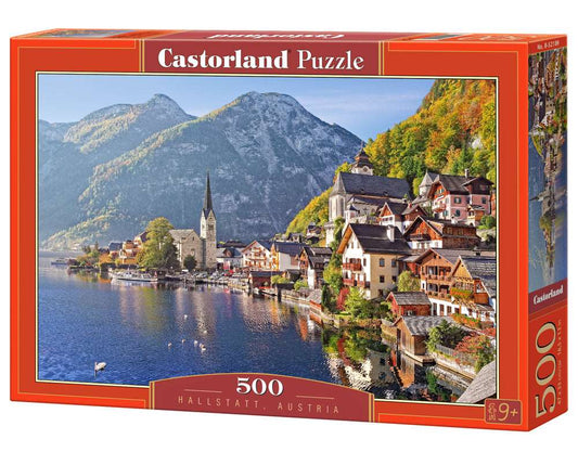 500 piece Jigsaw Puzzle, Hallstatt, Austria, Idyllic Landscape, Tyrolean Alps, Adult Puzzles
