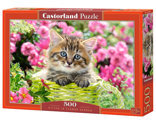 Castorland 500 Piece Kitten In Flower Garden Puzzle