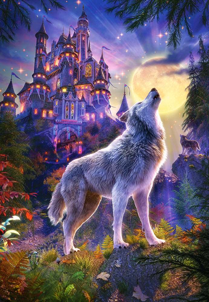 1000 Piece Jigsaw Puzzle, Wolf Castle, Fantasy Puzzle, Castle at night, Adult Puzzle, Castorland