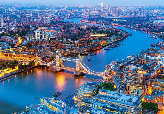1000 Piece Jigsaw Puzzle, Aerial View of London, England Puzzle, Big Ben and River Thames Puzzle, Adult Puzzle