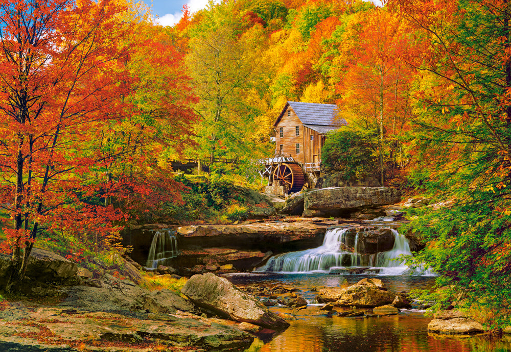 1000 Piece Jigsaw Puzzle, Magical Autumn, Water mil, Nature puzzles, Waterfall, Adult Puzzle