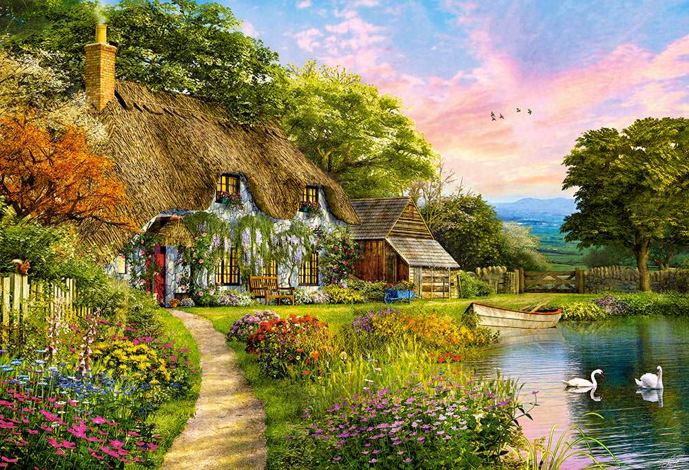 1500 Piece Jigsaw Puzzle, Countryside Cottage, Idyllic puzzle, Nostalgic view