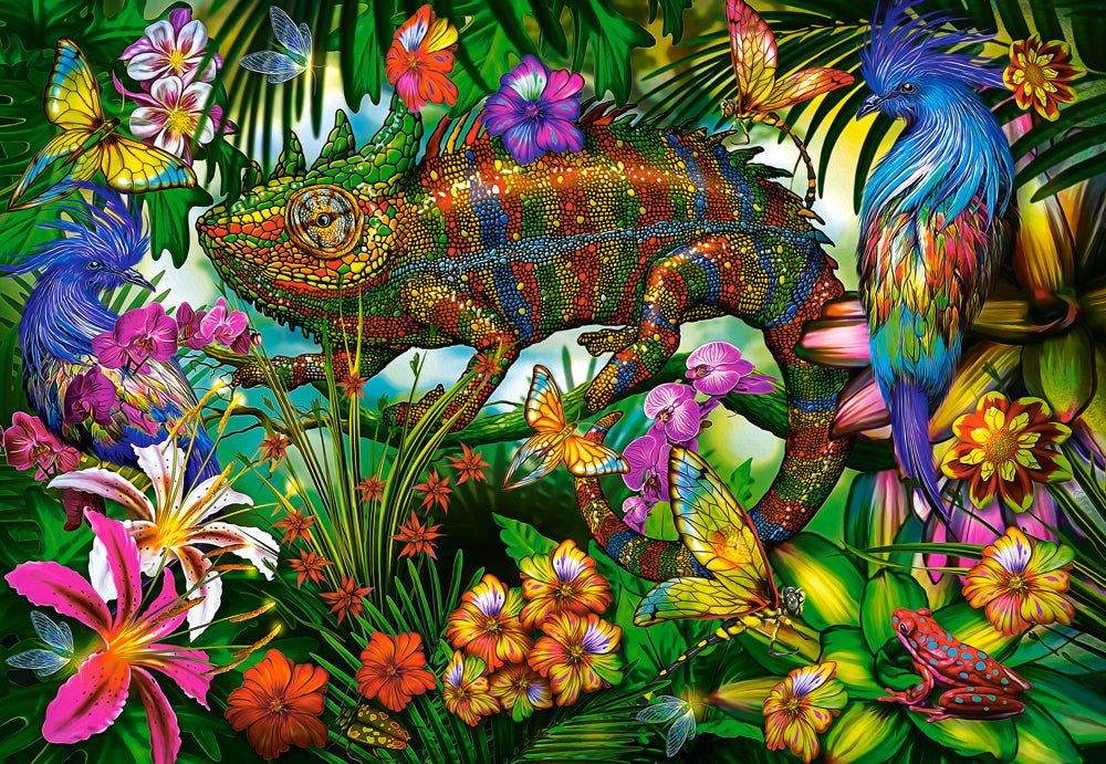 Castorland 1500 Piece Jigsaw Puzzle Chameleon Among Flowers