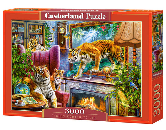 3000 Piece Jigsaw Puzzle, Tigers Coming to Life, Art. Puzzles, Animals on surrealistic scenery, Adult Puzzle