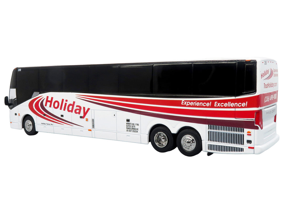 Prevost H3-45 Coach Bus "Holiday Tours" White with Red Graphics Limited Edition 1/64 Diecast Model by Iconic Replicas-3