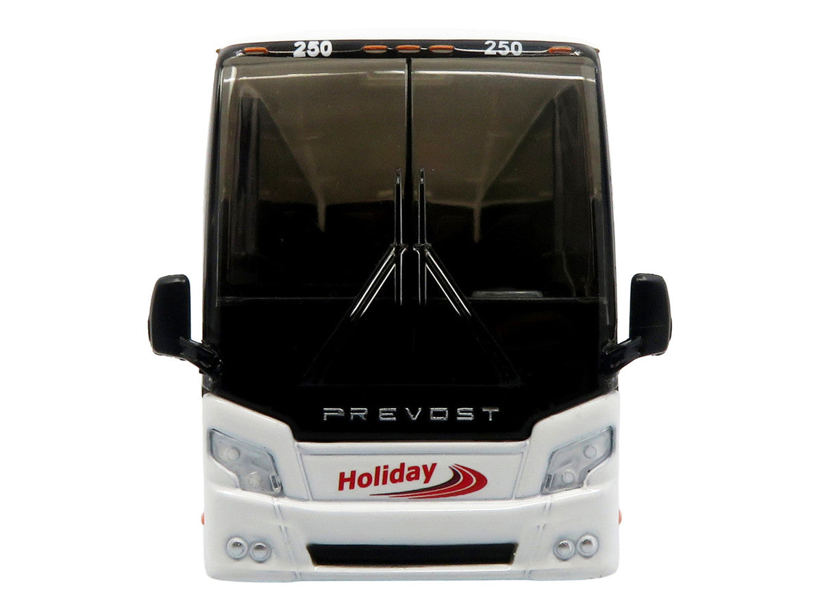 Prevost H3-45 Coach Bus "Holiday Tours" White with Red Graphics Limited Edition 1/64 Diecast Model by Iconic Replicas-2