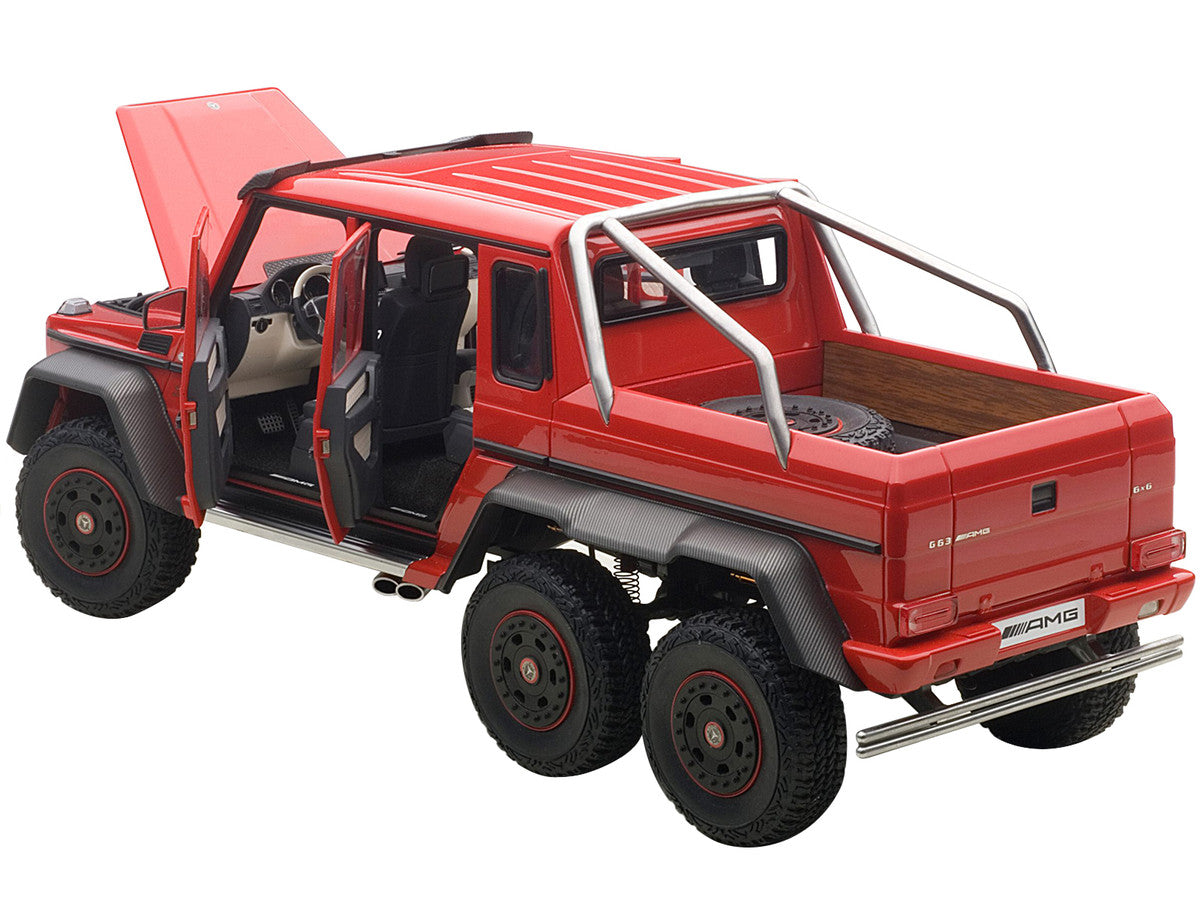 Mercedes G63 AMG 6X6 Red 1/18 Model Car By Autoart Detailed Interior Rubber Tires