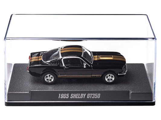 1965 Shelby GT350 Black With Gold Stripes 1 64 Diecast Model By Majorette