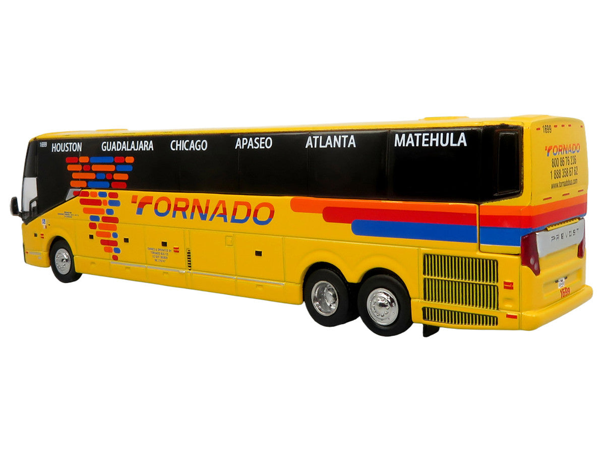 Prevost H3-45 Coach Bus "Tornado Bus Company" Yellow with Graphics Limited Edition 1/87 (HO) Diecast Model by Iconic Replicas-2