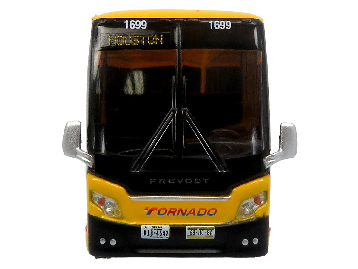 Prevost H3-45 Coach Bus "Tornado Bus Company" Yellow with Graphics Limited Edition 1/87 (HO) Diecast Model by Iconic Replicas-1