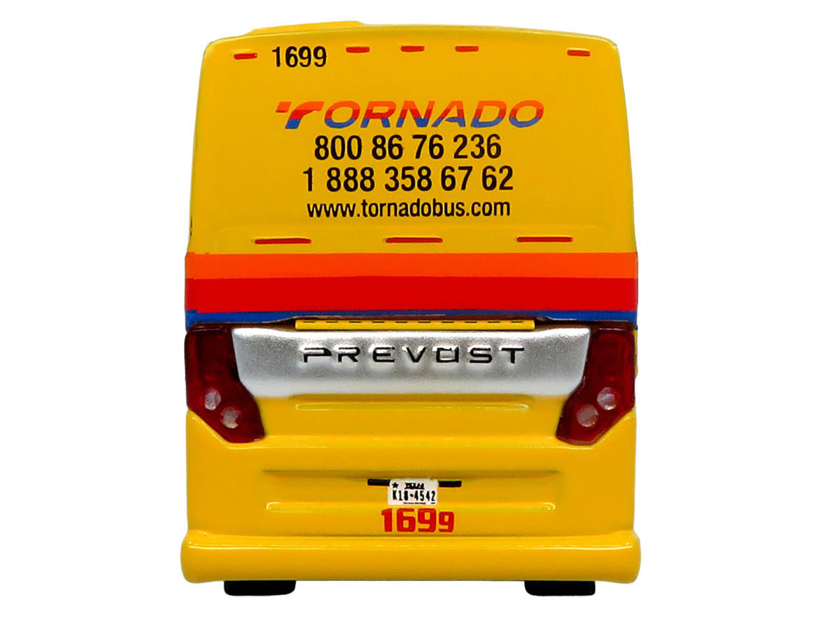 Prevost H3-45 Coach Bus "Tornado Bus Company" Yellow with Graphics Limited Edition 1/87 (HO) Diecast Model by Iconic Replicas-3