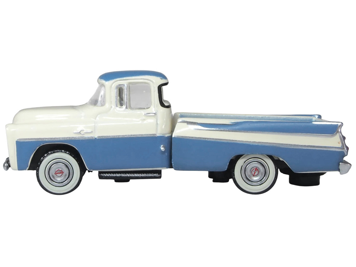 1957 Dodge D100 Sweptside HO Scale Diecast Oxford Diecast Ice Blue Glacier White