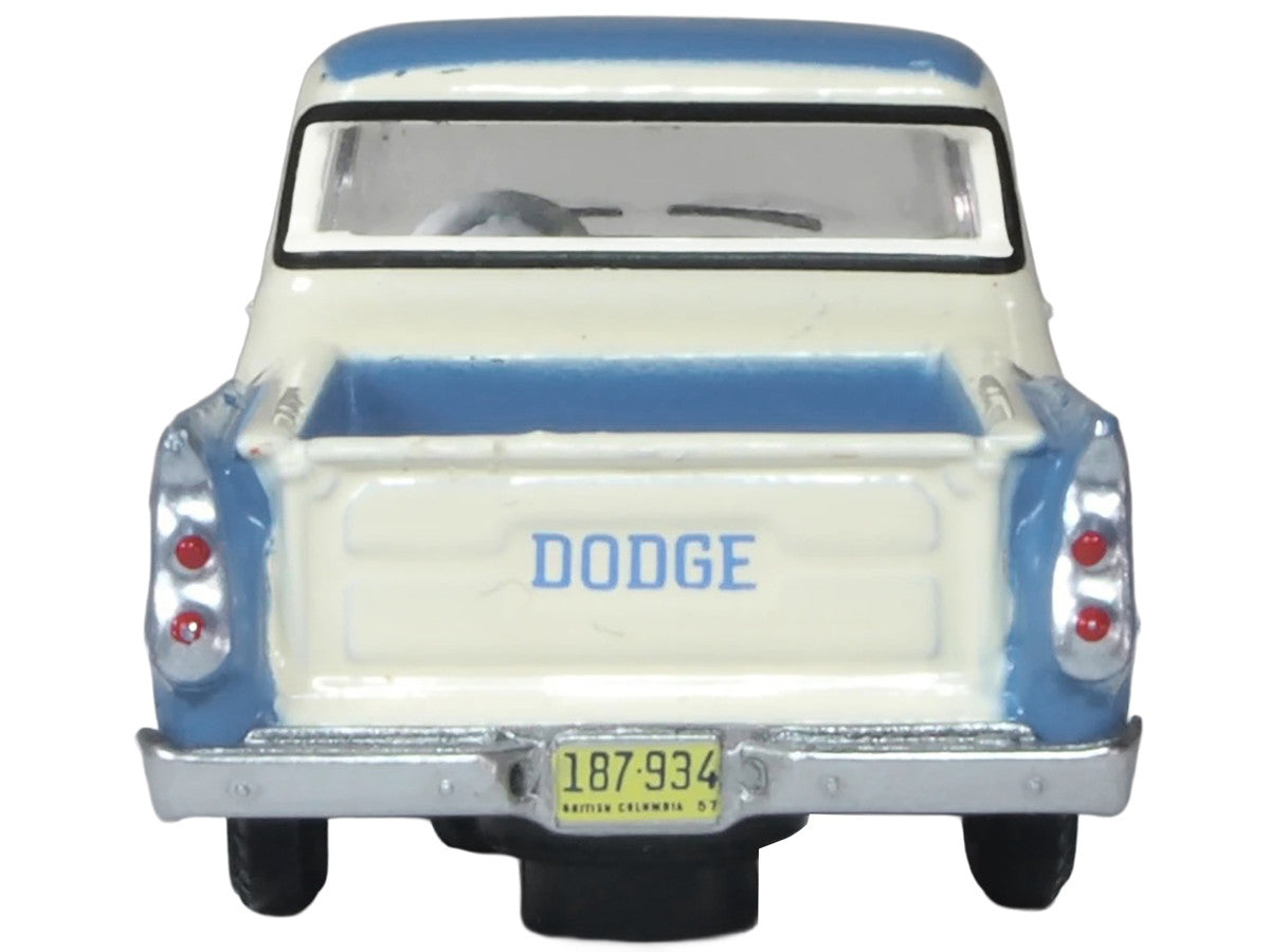 1957 Dodge D100 Sweptside HO Scale Diecast Oxford Diecast Ice Blue Glacier White