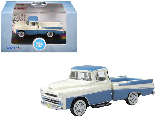 1957 Dodge D100 Sweptside HO Scale Diecast Oxford Diecast Ice Blue Glacier White