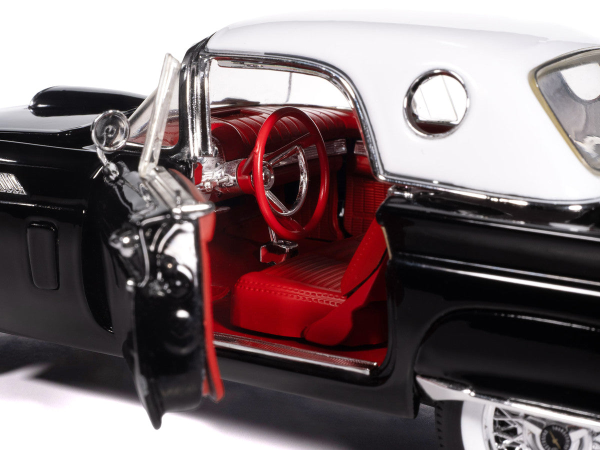 1957 Ford Thunderbird Black with White Top and Red Interior "American Muscle" Series 1/18 Diecast Model Car by Auto World-2