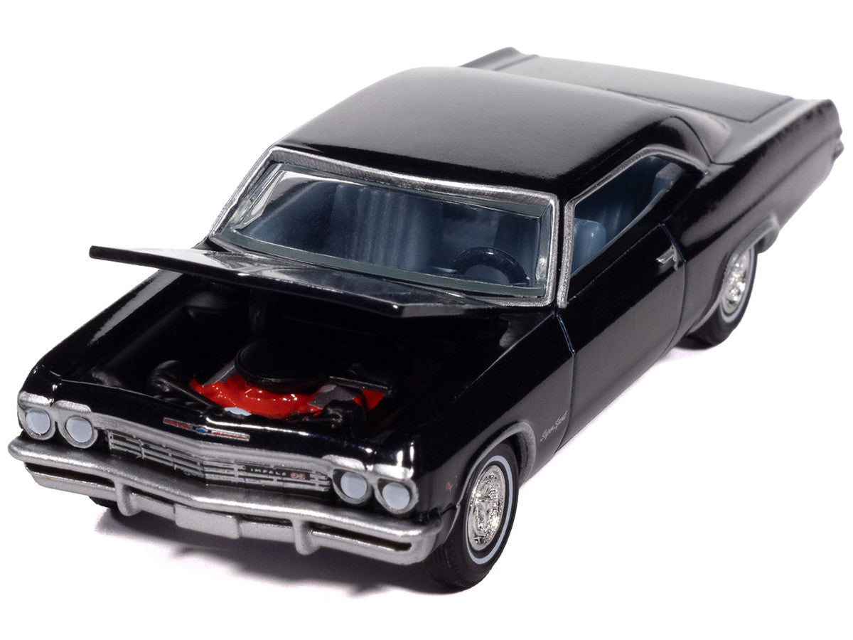 1965 Chevrolet Impala SS 396 Danube Blue Metallic with Blue Interior "Vintage Muscle" Series 1/64 Diecast Model Car by Auto World-1