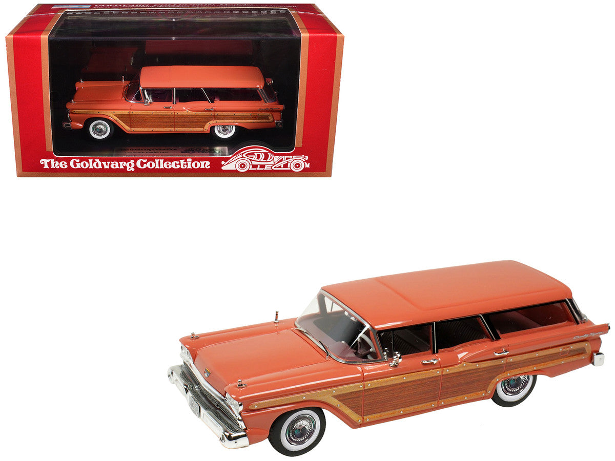 1959 Ford Country Squire Rose Woodgrain Sides Green Interior 1/43 Goldvarg
