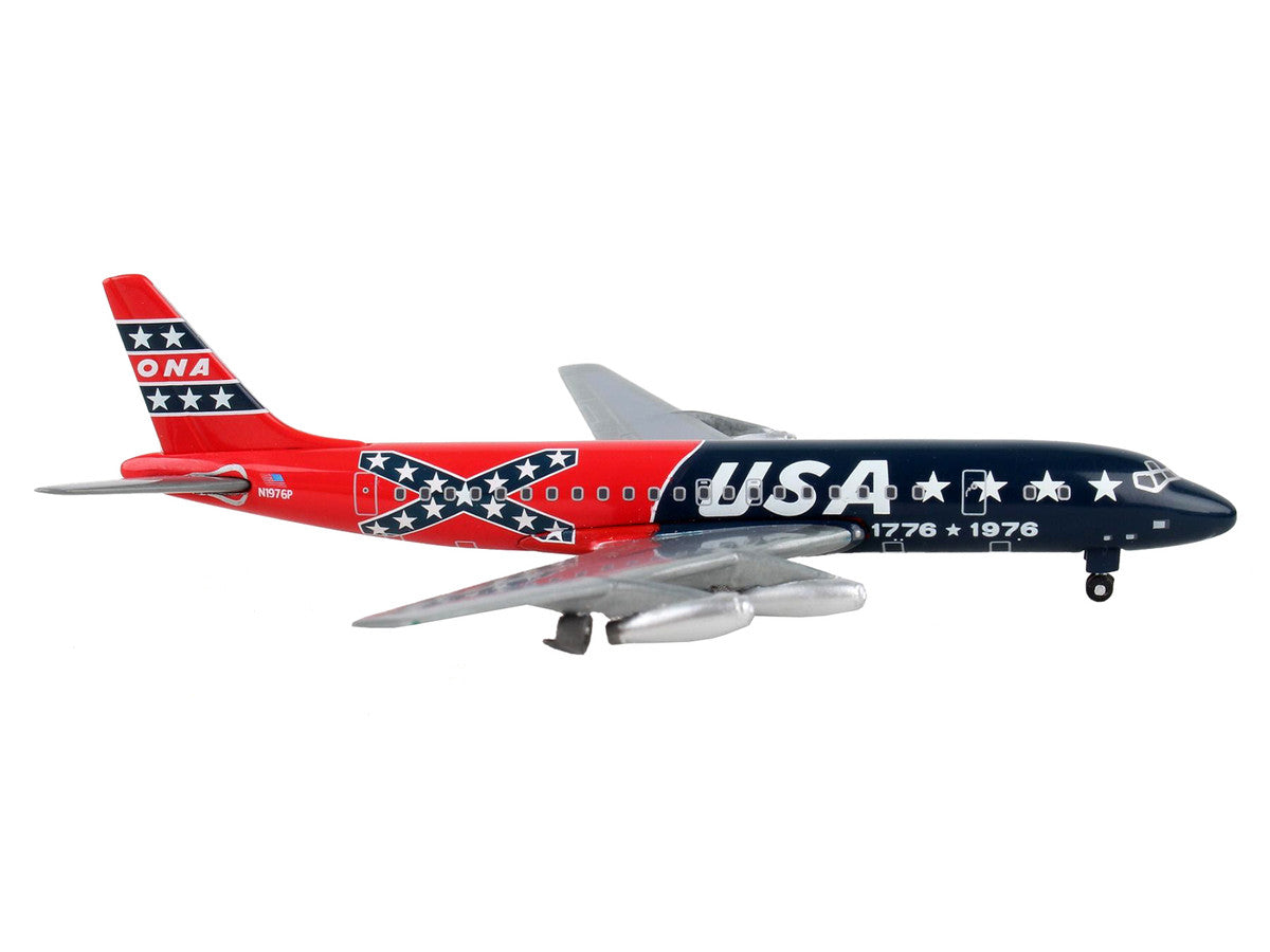 McDonnell Douglas DC-8-21 Commercial Aircraft "Overseas National Airways - USA" Blue and Red Confederate Flag Livery 1/400 Diecast Model Airplane by GeminiJets-1
