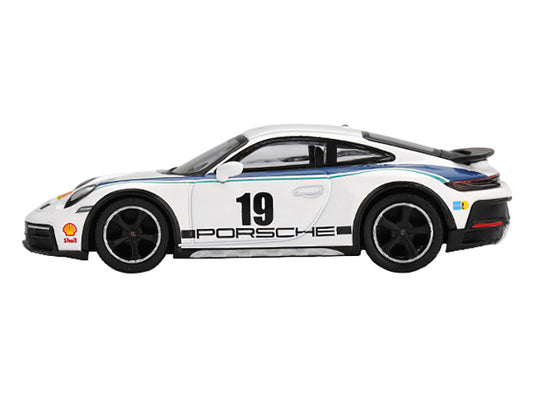 Porsche 911 Dakar Diecast by Mini GT White Blue Stripes Limited Edition