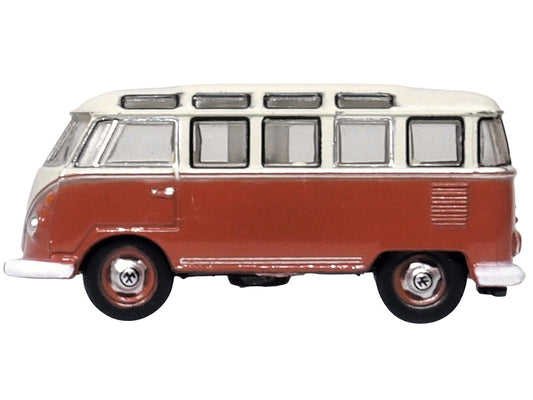 Oxford Diecast Volkswagen T1 Samba Bus Sealing Wax Red And Gray 148 Scale
