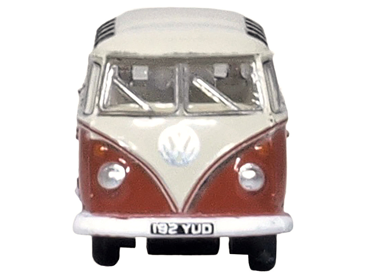 Oxford Diecast Volkswagen T1 Samba Bus Sealing Wax Red And Gray 148 Scale